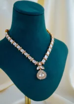 Kundan Polki Fusion AD Necklace Set (Yellow Gold) NEC001505 - Image 2