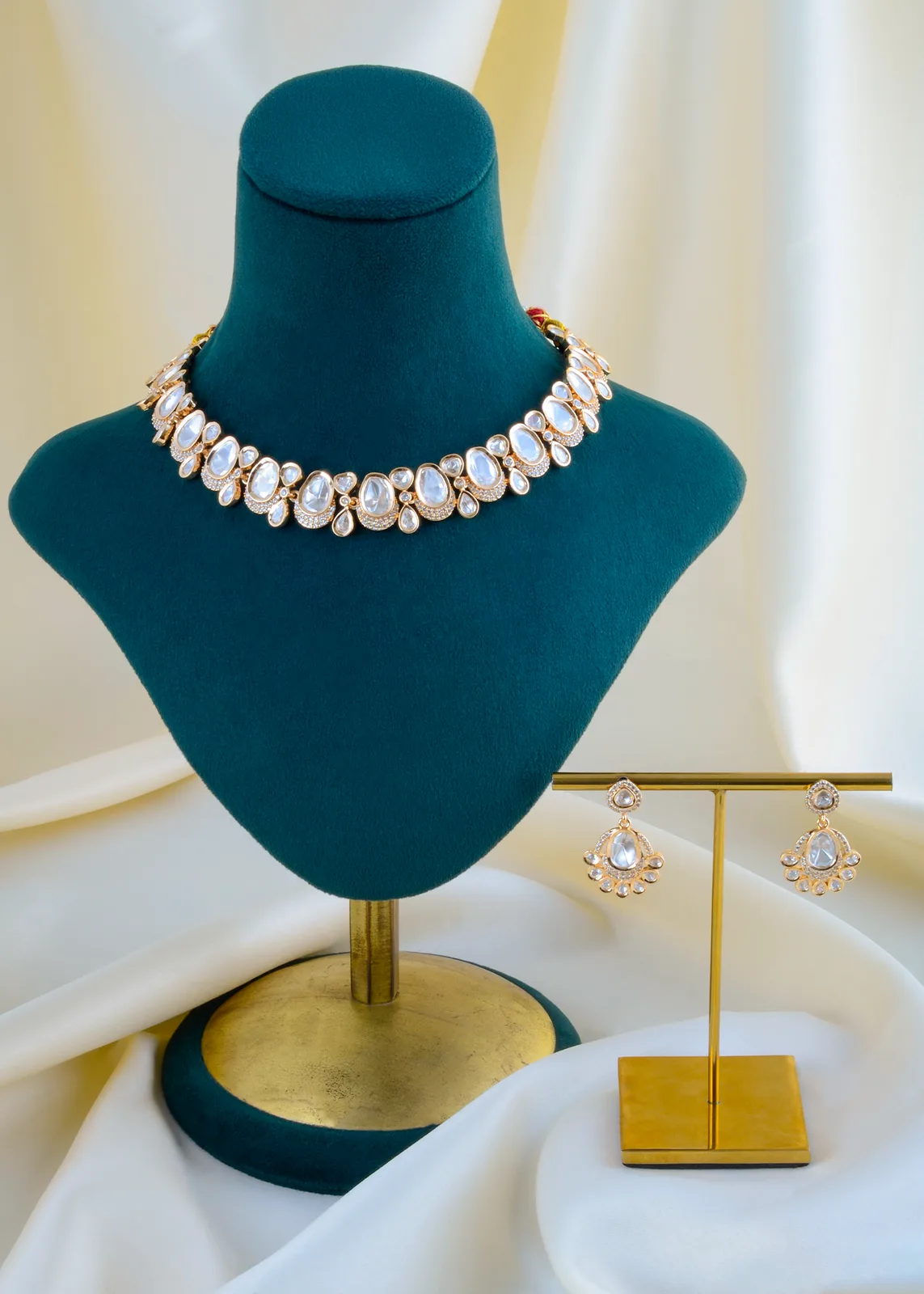 Kundan-Polki-Fusion-Necklace-Set-Yellow-Gold-NEC001502a Kundan Polki Fusion Necklace Set (Yellow Gold) NEC001502 - Image 1
