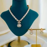 Kundan Polki Green Fusion Necklace Set (Yellow Gold) NEC001504