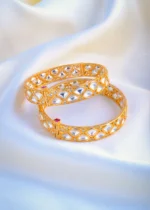 Kundan Polki Openable Bangles (Yellow Gold) BAN001070 - Image 2