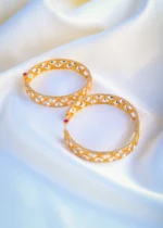 Kundan Polki Openable Bangles (Yellow Gold) BAN001070 - Image 3