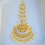 Kundan Polki Pearl Chand Mang Tika (Yellow Gold) ACC001012