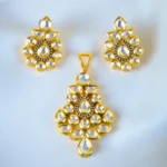 Kundan Polki Pendant Set (Yellow Gold) PSET01359