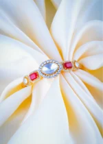 Kundan Polki Ruby Bracelet (Yellow Gold) BRA001056