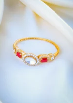 Kundan Polki Ruby Bracelet (Yellow Gold) BRA001056 - Image 3