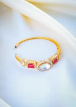 Kundan Polki Ruby Bracelet (Yellow Gold) BRA001056 - Image 4
