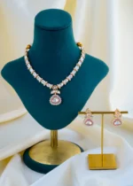 Kundan Polki Ruby Fusion Necklace Set (Yellow Gold) NEC001503