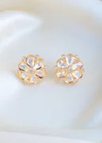 Kundan Polki Stud Earrings (Yellow Gold) EAR001438