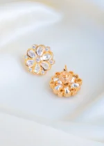 Kundan Polki Stud Earrings (Yellow Gold) EAR001438 - Image 4