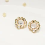 Kundan Polki Studs (Yellow Gold) EAR000569