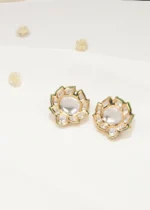 Kundan Polki Studs (Yellow Gold) EAR000569