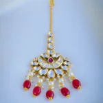 Kundan Red Chand Mang Tika (Yellow Gold) ACC000976