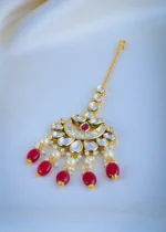 Kundan Red Chand Mang Tika (Yellow Gold) ACC000976 - Image 2