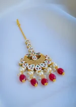 Kundan Red Chand Mang Tika (Yellow Gold) ACC000976 - Image 3