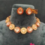 Kundan Ruby Single Line  Necklace Set- NEC27012305