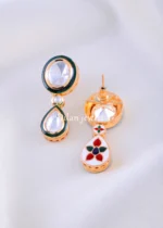 Kundan Ruby Teardrop Necklace Set (Yellow Gold) NEC002411 - Image 3