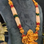 Lakshmi Ganesha Temple Necklace Set (Yellow-Gold)- NEC000009