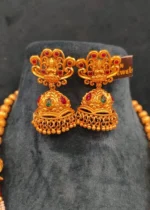 Lakshmi Ganesha Temple Necklace Set (Yellow-Gold)- NEC000009 - Image 3