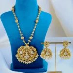Lakshmi Matar Mala Temple Necklace Set (Antique Gold) NEC000824