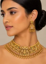 Lakshmi Royale Temple necklace set (Antique Gold) NEC002616 - Image 4