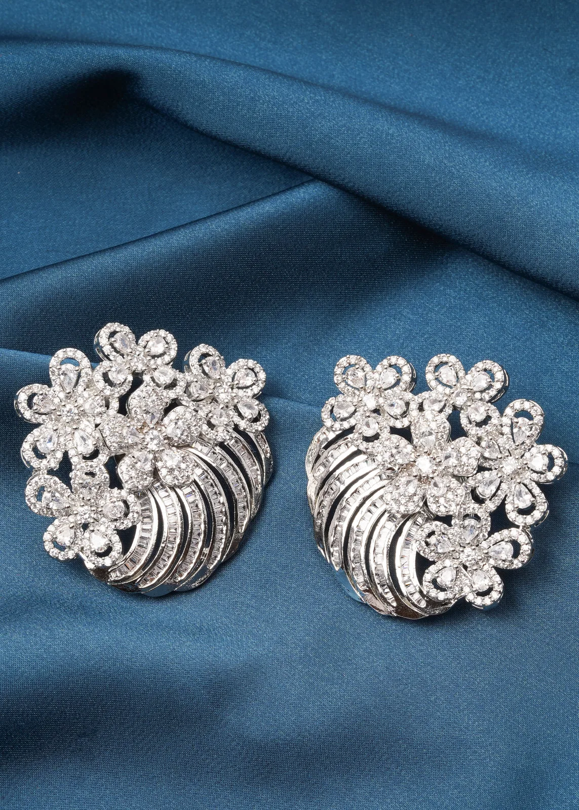 Large-Statement-Stud-Earrings-Silver-EAR000717a Large Statement Stud Earrings (Silver) EAR000717 - Image 1
