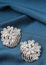 Large Statement Stud Earrings (Silver) EAR000717 - Image 2