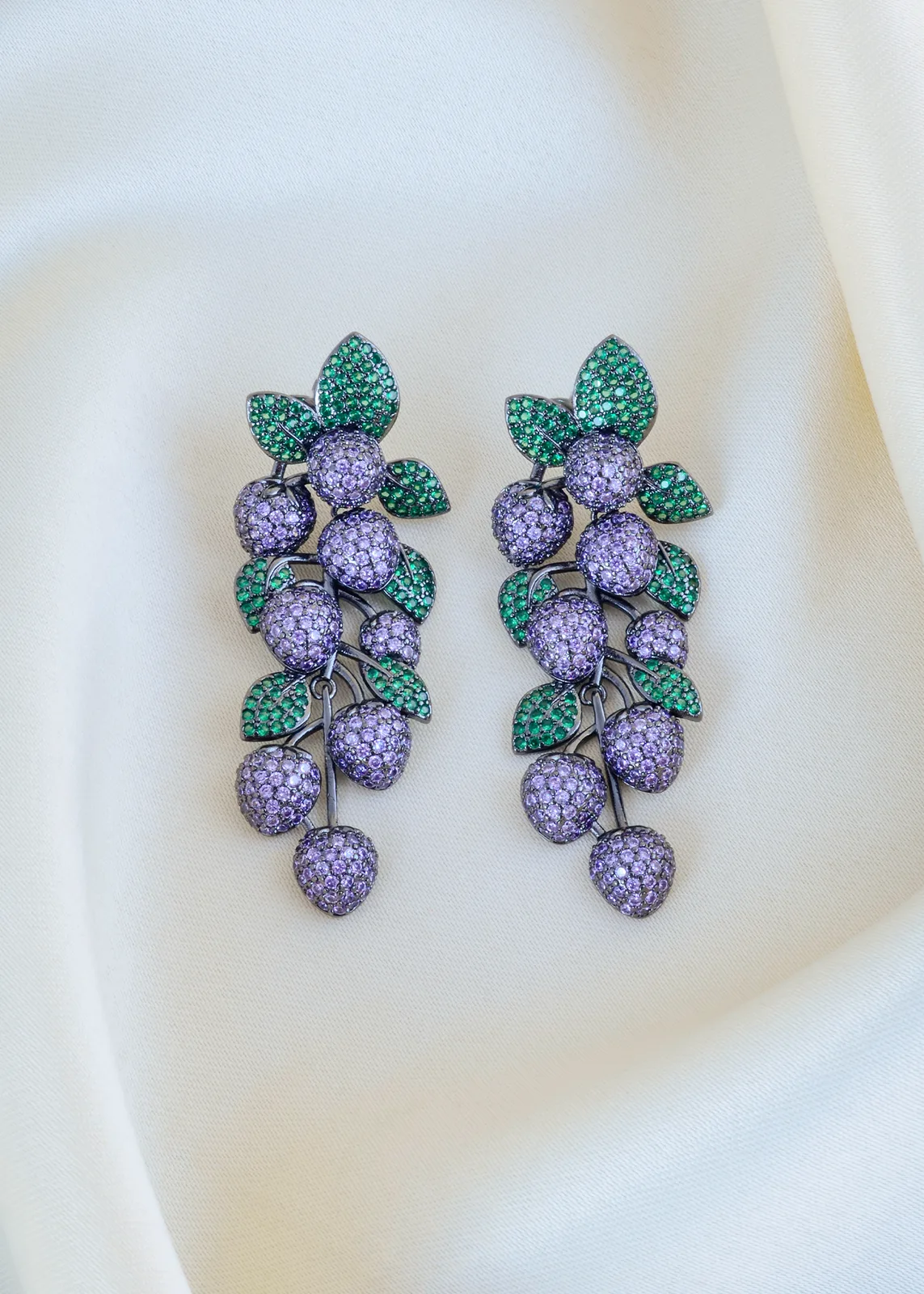 Lavender-Berry-Earrings-Antique-Silver-EAR001478a Lavender Berry Earrings (Antique Silver) EAR001478 - Image 1