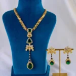 Lion Radiant Green Necklace Set (Antique Gold) NEC002023
