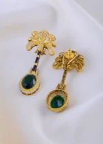 Lion Radiant Green Necklace Set (Antique Gold) NEC002023 - Image 3