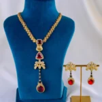 Lion Radiant Red Necklace Set (Antique Gold) NEC002024
