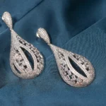Long Diamond Earrings (Silver) EAR000477