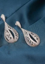Long Diamond Earrings (Silver) EAR000477