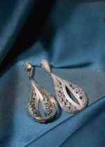 Long Diamond Earrings (Silver) EAR000477 - Image 2