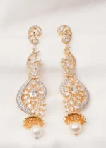 Long Green Drop Earrings (Yellow Gold) EAR000701