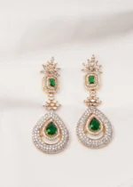 Long Green Drop Earrings (Yellow Gold) EAR000701 - Image 2
