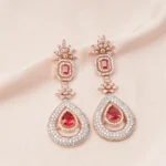 Long Ruby Drop Earrings (Rose Gold) EAR000688