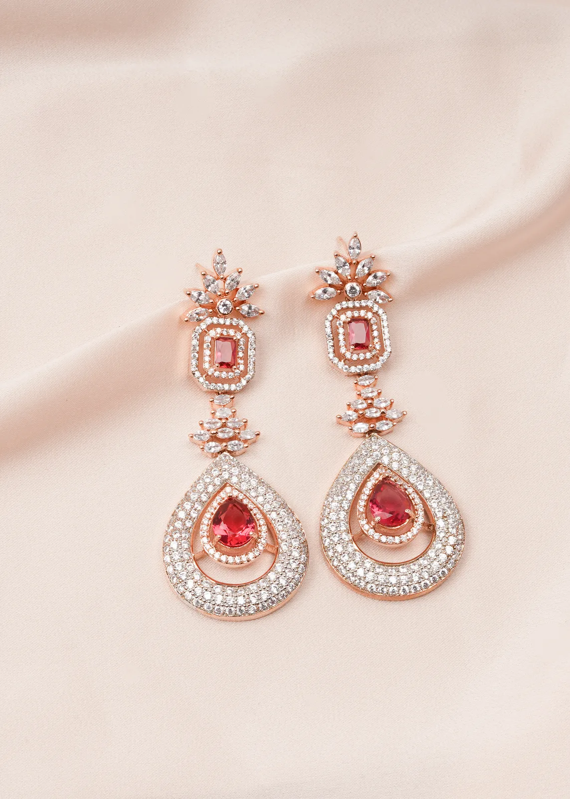 Long-Ruby-Drop-Earrings-Rose-Gold-EAR000688a Long Ruby Drop Earrings (Rose Gold) EAR000688 - Image 1