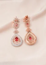 Long Ruby Drop Earrings (Rose Gold) EAR000688 - Image 3