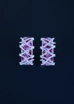 Long Ruby Studs (Silver) EAR001102