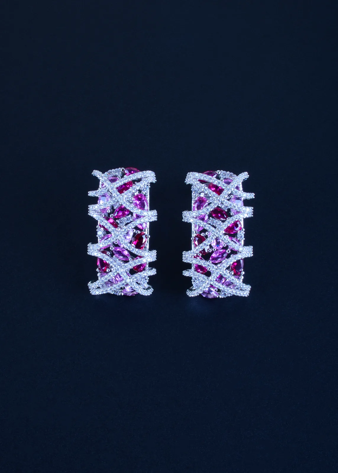 Long-Ruby-Studs-Silver-EAR001102a Long Ruby Studs (Silver) EAR001102 - Image 1