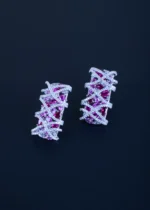 Long Ruby Studs (Silver) EAR001102 - Image 2