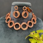 Loop Choker/ Necklace Set (Rose-Gold with Black Rhodium)- NEC08122203