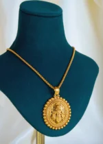 Lord Krishna Locket Set With Chain (Antique Gold) NEC001427 - Image 2