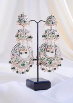 Luminous Green Gemstone Layered Earring (Yellow Gold) EAR002338 - Image 2