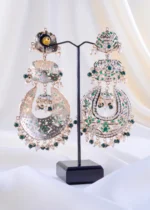 Luminous Green Gemstone Layered Earring (Yellow Gold) EAR002338 - Image 3