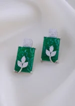 Luxe Green Earrings (Silver) EAR001977 - Image 2