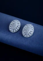 Luxe Radiance Oval Stud Earrings (Silver) EAR001558