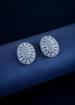 Luxe Radiance Oval Stud Earrings (Silver) EAR001558 - Image 2