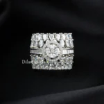Luxe Silver Filigree Diamond Ring (Silver) RING02453