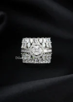 Luxe Silver Filigree Diamond Ring (Silver) RING02453